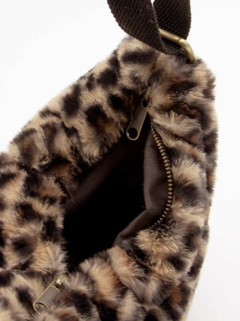 Hindbag ANDREA Faux Fur half moon Crossbodytas, Luipaard