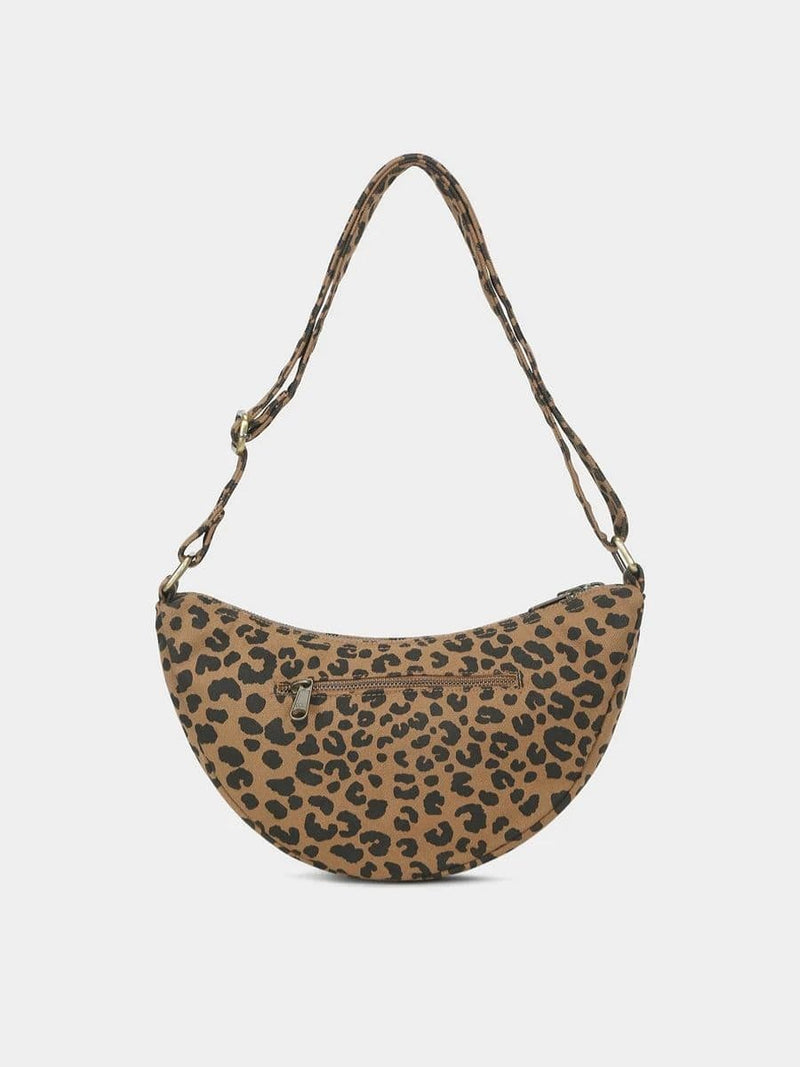 Hindbag ANDREA Katoenen half moon Crossbodytas, Luipaard Cinnamon