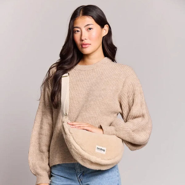 Hindbag ANDREA Teddy half moon Crossbodytas, Beige