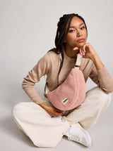 Hindbag ANDREA Teddy half moon Crossbodytas, Powder Pink