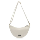 Hindbag ANDREA Velours half moon Crossbodytas, Ecru