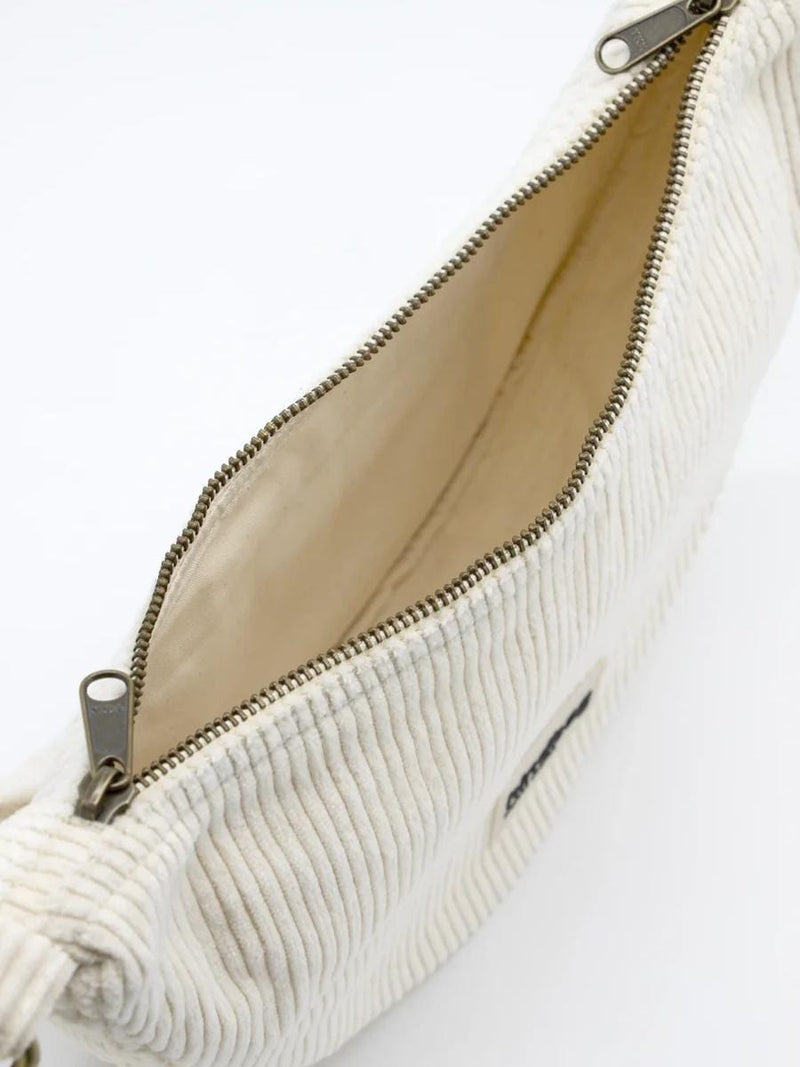 Hindbag ANDREA Velours half moon Crossbodytas, Ecru
