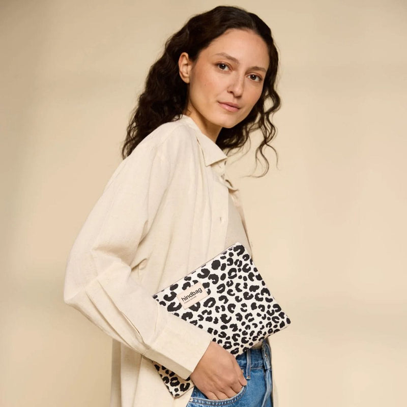 Hindbag EMA Katoenen Pouch, Luipaard Ecru