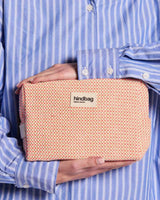 Hindbag LÉON Geweven Toilettas, Coral