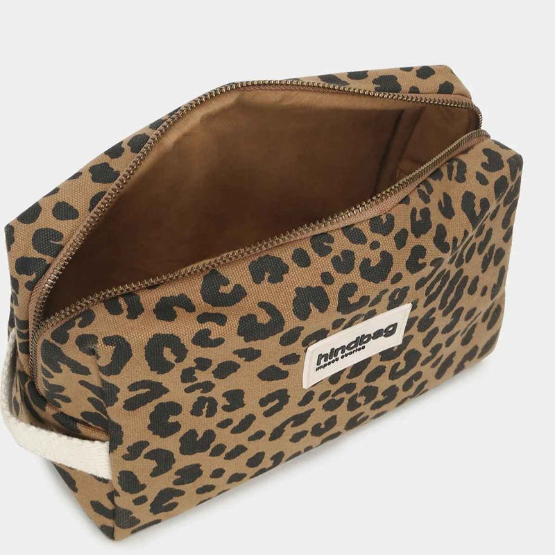 Hindbag LÉON Katoenen Toilettas, Luipaard Kaneel
