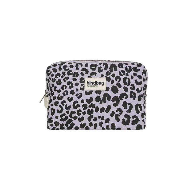 Hindbag LÉON Katoenen Toilettas, Luipaard Lila