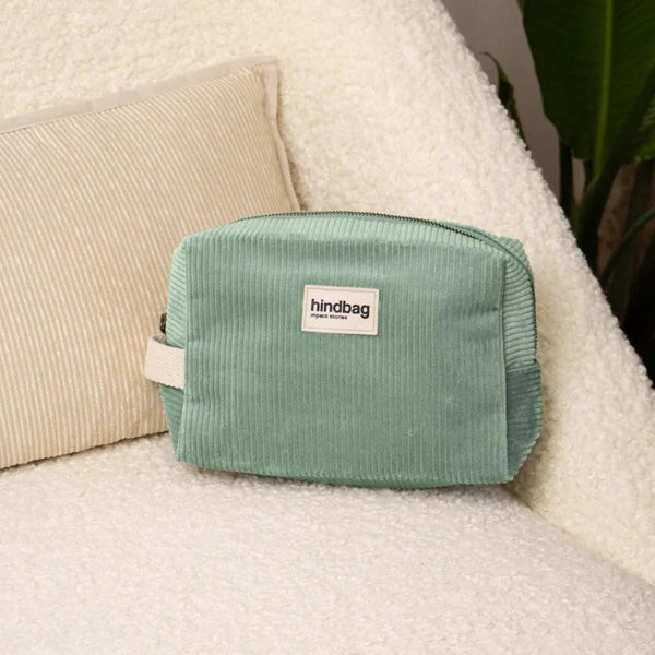 Hindbag LÉON Velours Toilettas, Mint Green