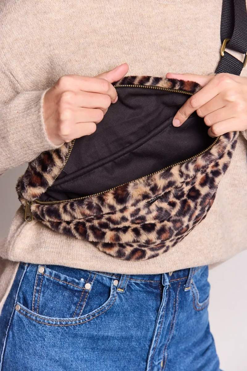 Hindbag OLIVIA Faux Fur Heuptastas, Luipaard