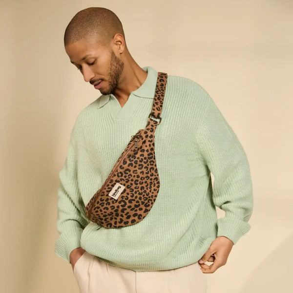Hindbag SASHA grote Katoenen Crossbodytas, Luipaard Cinnamon