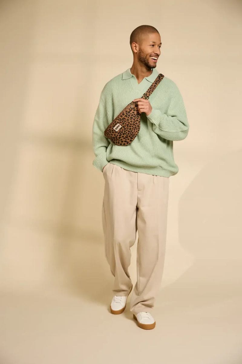 Hindbag SASHA grote Katoenen Crossbodytas, Luipaard Cinnamon