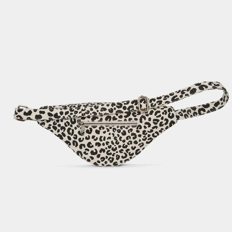 Hindbag SASHA grote Katoenen Crossbodytas, Luipaard Ecru