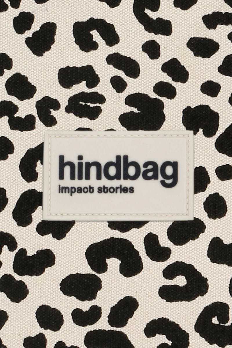 Hindbag SASHA grote Katoenen Crossbodytas, Luipaard Ecru