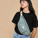 Hindbag SOFIA grote Katoenen Crossbodytas, Sage