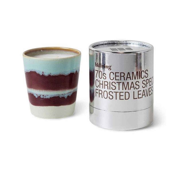 HK Living 70s CERAMICS Christmas Special Geurkaars, Frosted Leaves