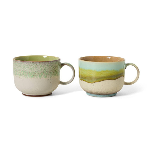 HK Living 70s CERAMICS Set van 2 grote Theetassen, Neo