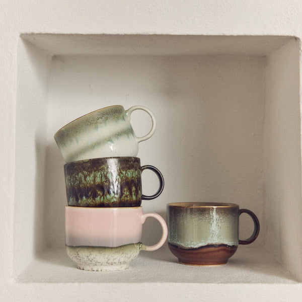 HK Living 70s CERAMICS Set van 2 grote Theetassen, Nova