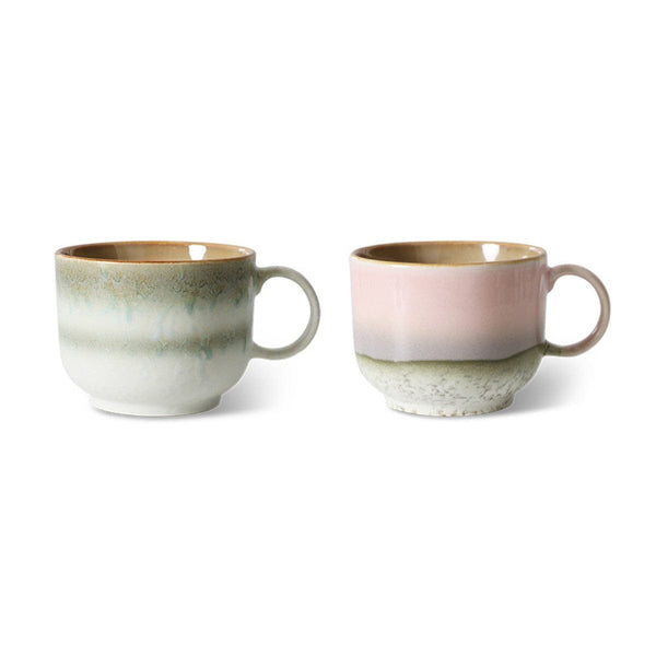 HK Living 70s CERAMICS Set van 2 grote Theetassen, Nova