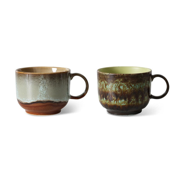 HK Living 70s CERAMICS Set van 2 grote Theetassen, Odyssey