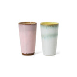 HK Living 70s CERAMICS Set van 2 Latte mokken, Fresco