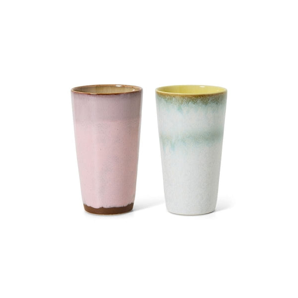 HK Living 70s CERAMICS Set van 2 Latte mokken, Fresco
