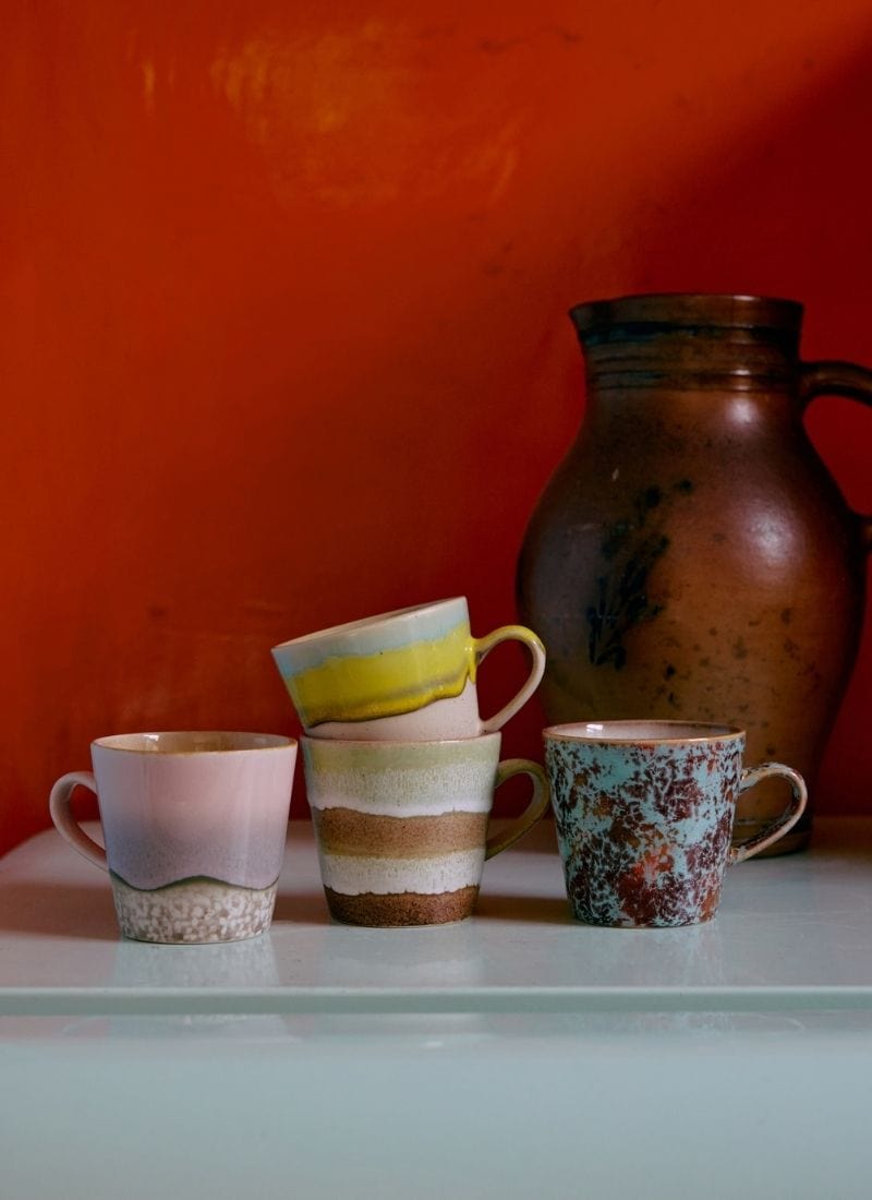 HK Living 70s CERAMICS Set van 4 Americano Tassen, Rococo