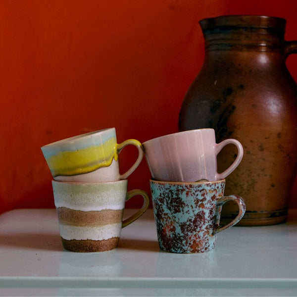 HK Living 70s CERAMICS Set van 4 Americano Tassen, Rococo