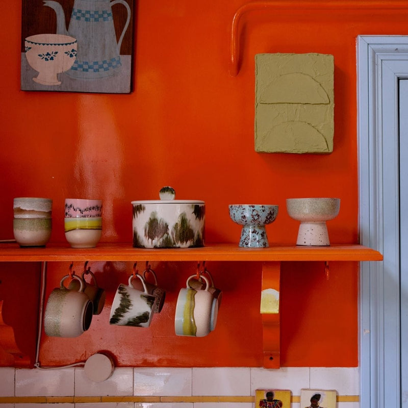 HK Living 70s CERAMICS Set van 4 Café Cups, Deco