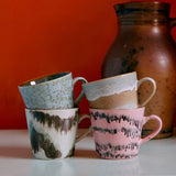 HK Living 70s CERAMICS Set van 4 Cappuccino Tassen, Dada