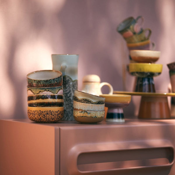 HK Living 70s CERAMICS Set van 4 Dessert Kommetjes, Harbour