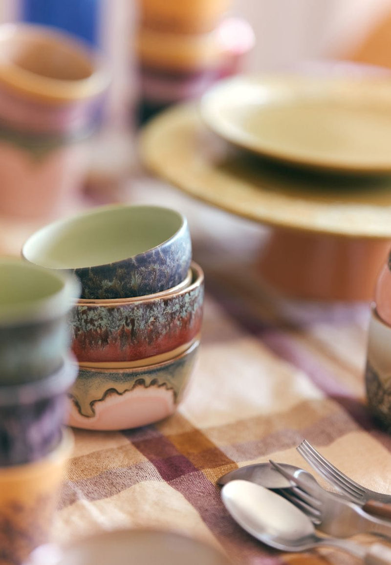HK Living 70s CERAMICS Set van 4 Dessert Kommetjes, Harbour