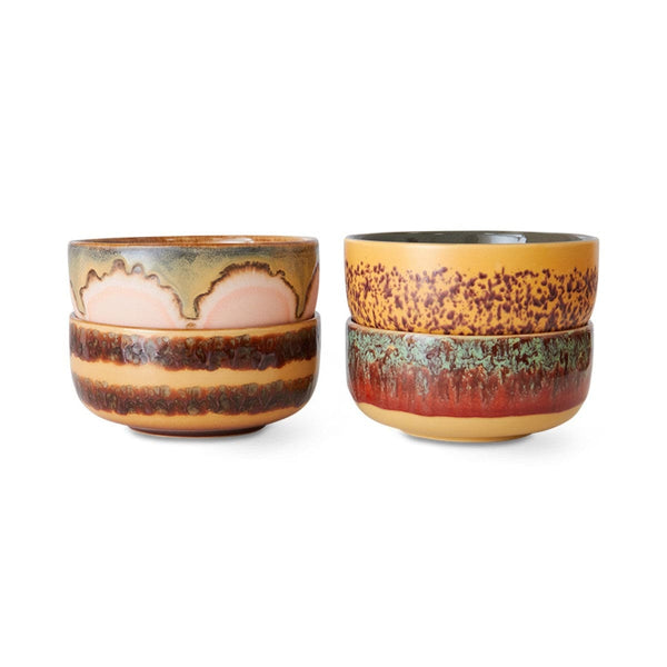 HK Living 70s CERAMICS Set van 4 Dessert Kommetjes, Harbour