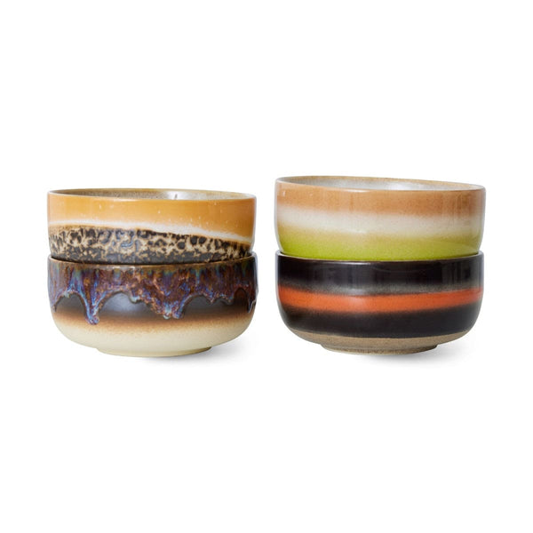 HK Living 70s CERAMICS Set van 4 Dessert Kommetjes, Humus