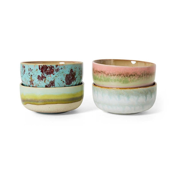 HK Living 70s CERAMICS Set van 4 Dessert Kommetjes, Impression
