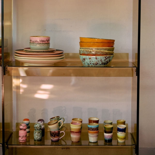 HK Living 70s CERAMICS Set van 4 Espresso Tasjes, Brutalism