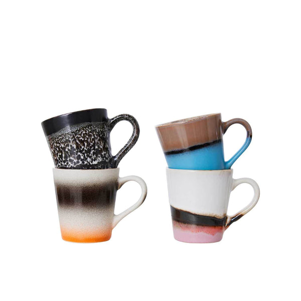 HK Living 70s CERAMICS Set van 4 Espresso Tasjes, Funky