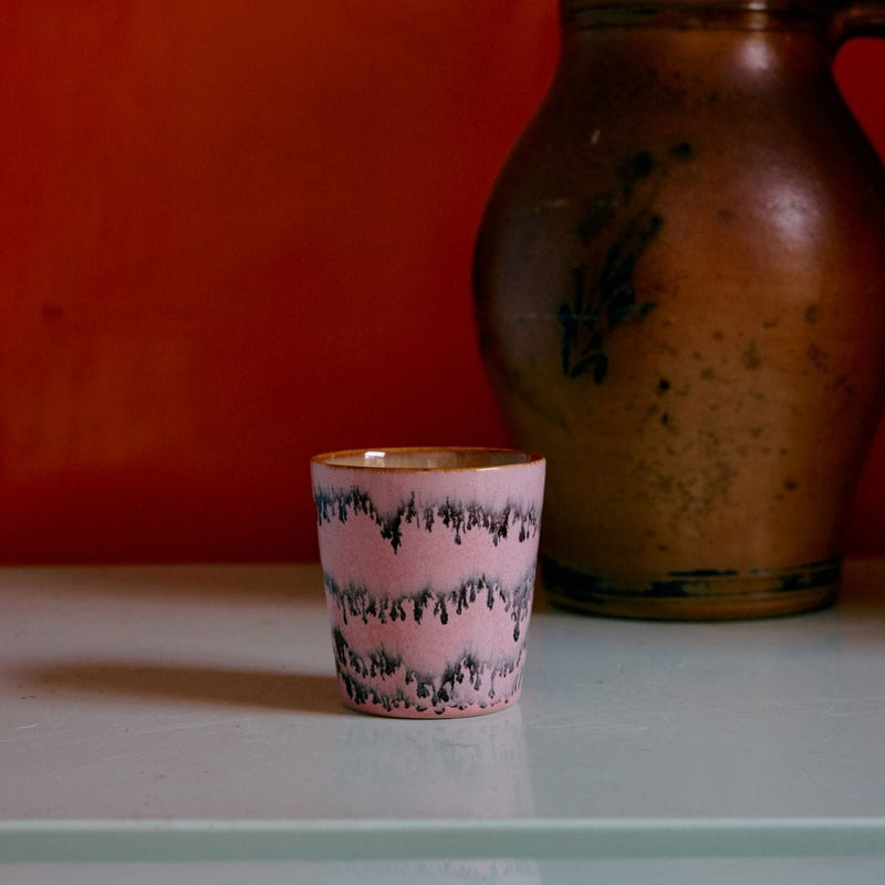 HK Living 70s CERAMICS Set van 4 Koffiemokken, Pop Art