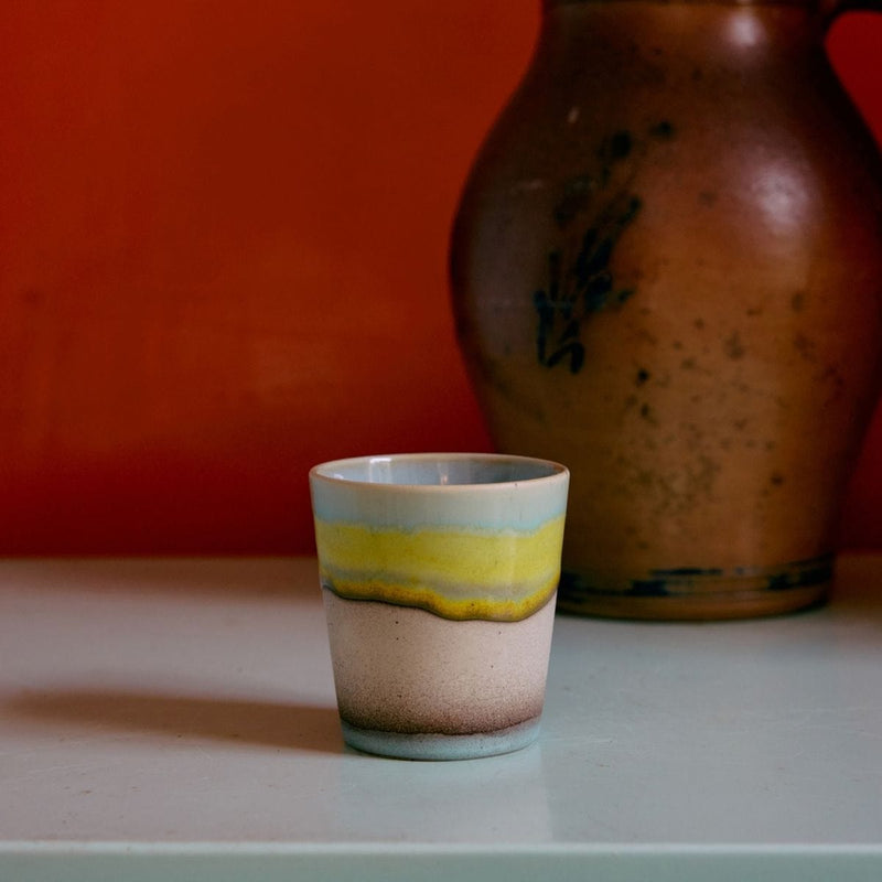 HK Living 70s CERAMICS Set van 4 Koffiemokken, Pop Art