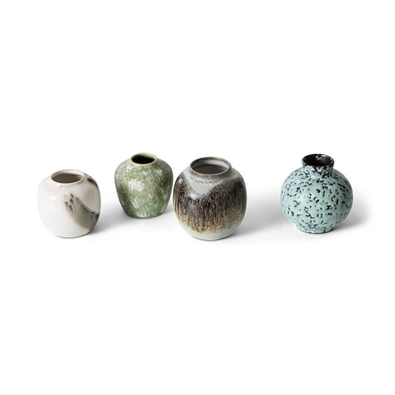 HK Living 70s CERAMICS Set van 4 Vaasjes, Canyon