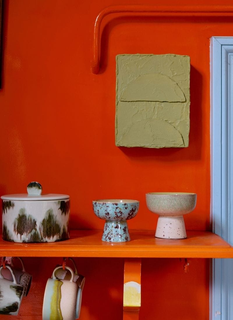 HK Living 70s CERAMICS Tapas schaal op voet, Slush