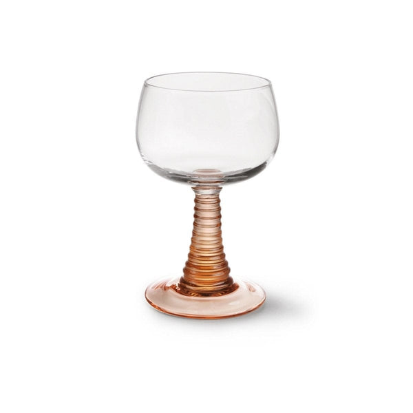 HK Living SWIRL Wijnglas op gekleurde voet, Nude High 13.5 cm