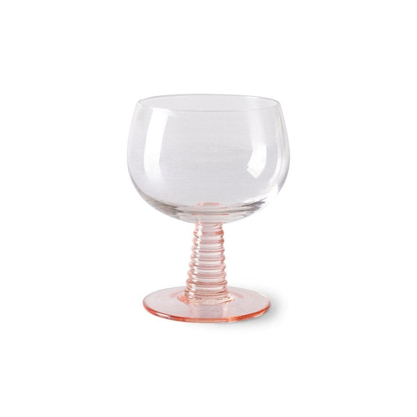 HK Living SWIRL Wijnglas op gekleurde voet, Nude Low 12 cm