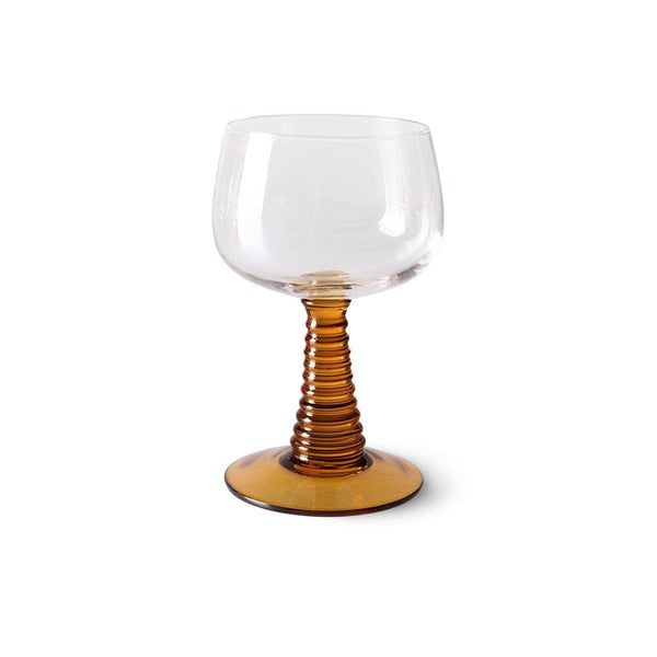 HK Living SWIRL Wijnglas op gekleurde voet, Oker High 13.5 cm