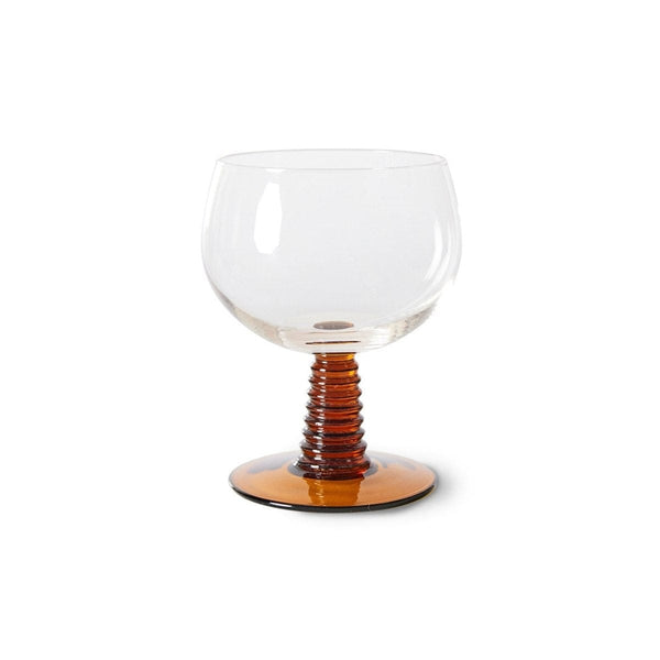 HK Living SWIRL Wijnglas op gekleurde voet, Oker Low 12 cm