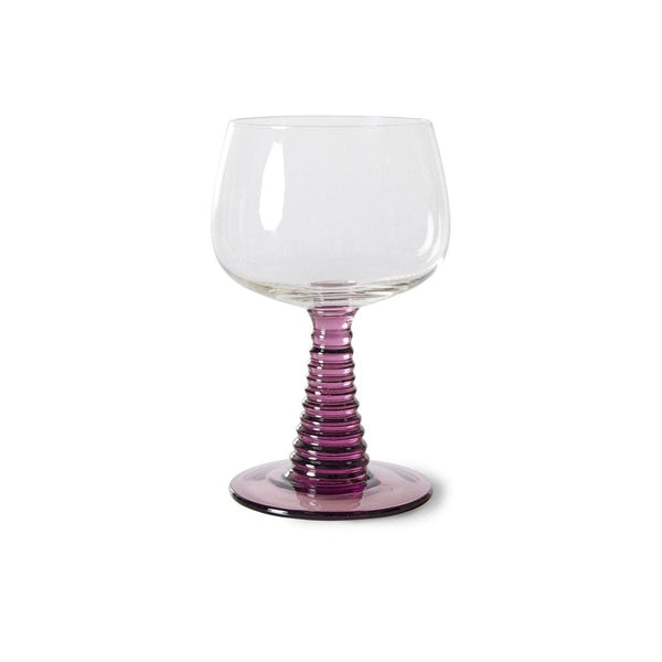 HK Living SWIRL Wijnglas op gekleurde voet, Paars High 13.5 cm