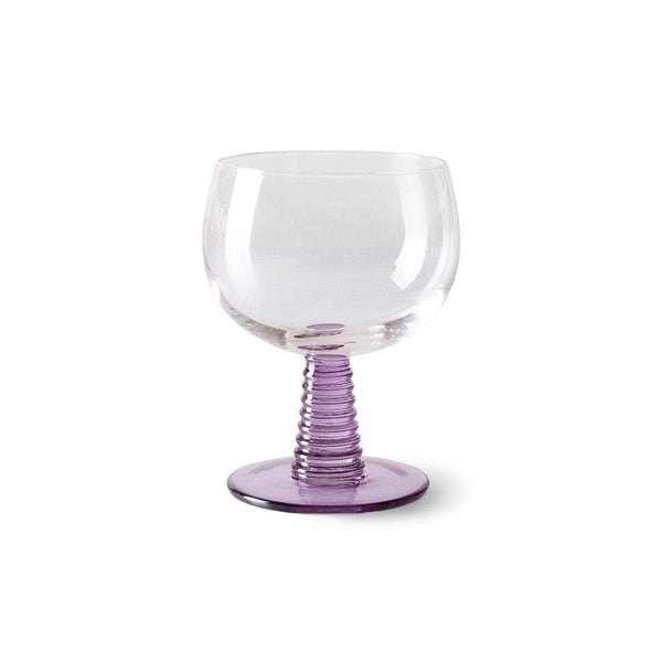 HK Living SWIRL Wijnglas op gekleurde voet, Paars Low 12 cm