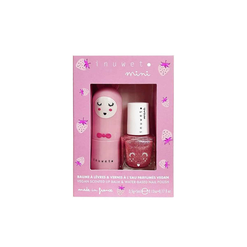 Inuwet Geschenkset Lippenbalsem & Kindernagellak, Aardbei