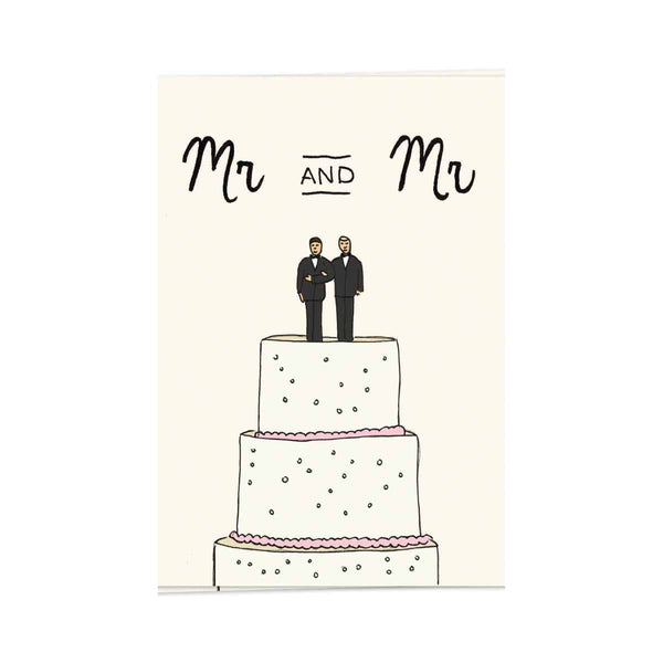 Kaart Blanche Wenskaart dubbel, Wedding Cake Mr & Mr