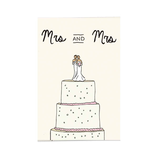Kaart Blanche Wenskaart dubbel, Wedding Cake Mrs & Mrs.