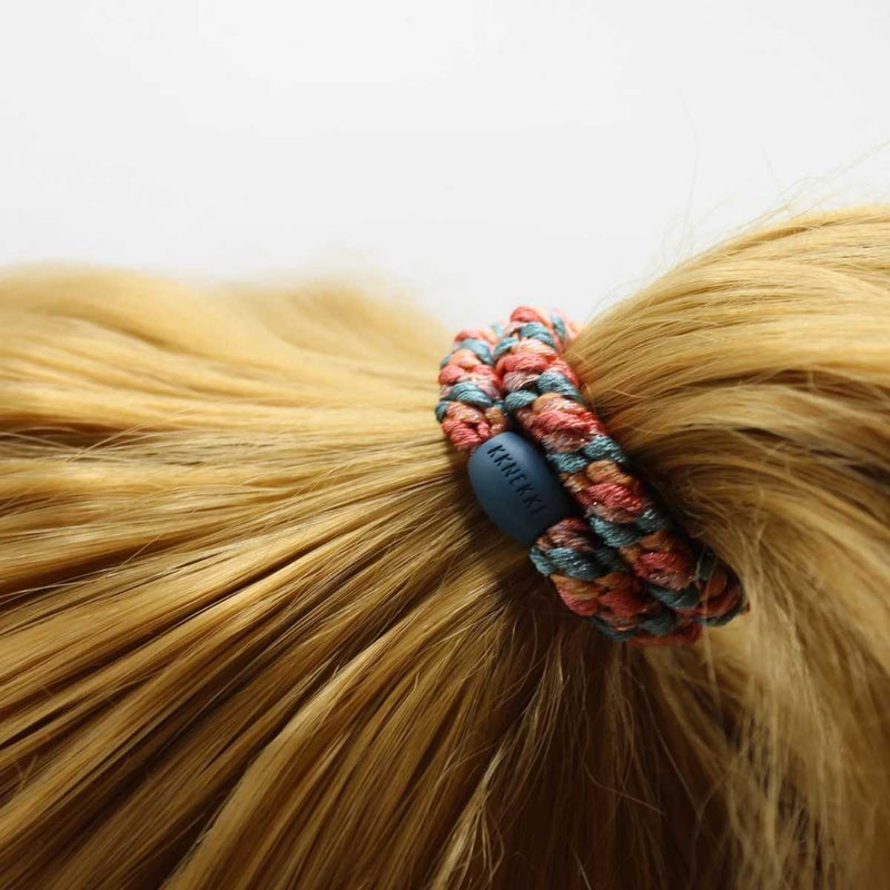 Kknekki MIX GLITTER Haarelastiek & Armbandje, Teal & Pomerant