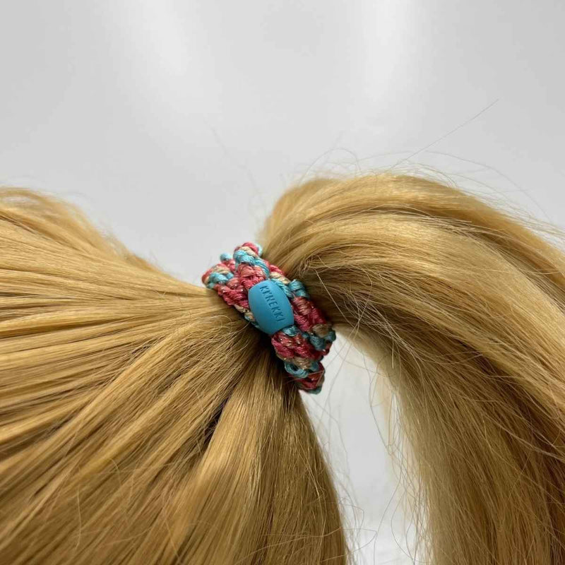 Kknekki MIX GLITTER Haarelastiek & Armbandje, Turquoise & Coral